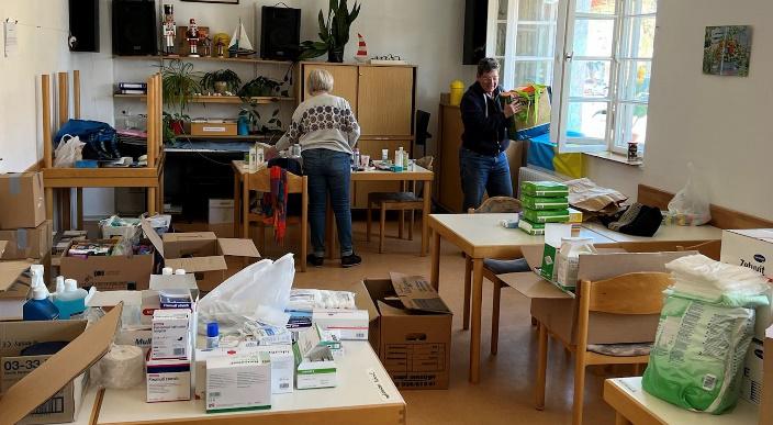 Foto der Sammelstelle für die Spenden